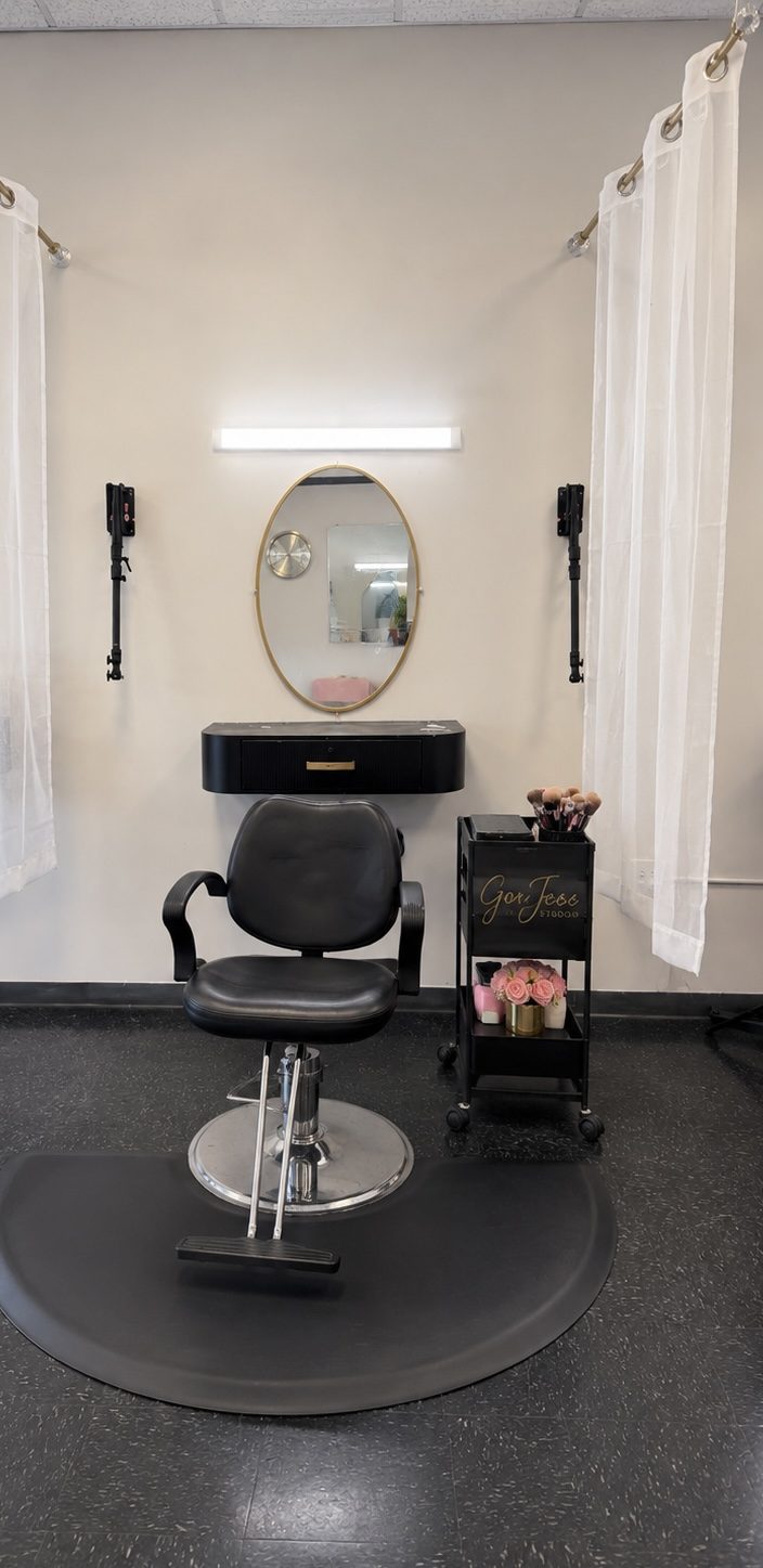 GorJess Studios booth vanity and styling chair